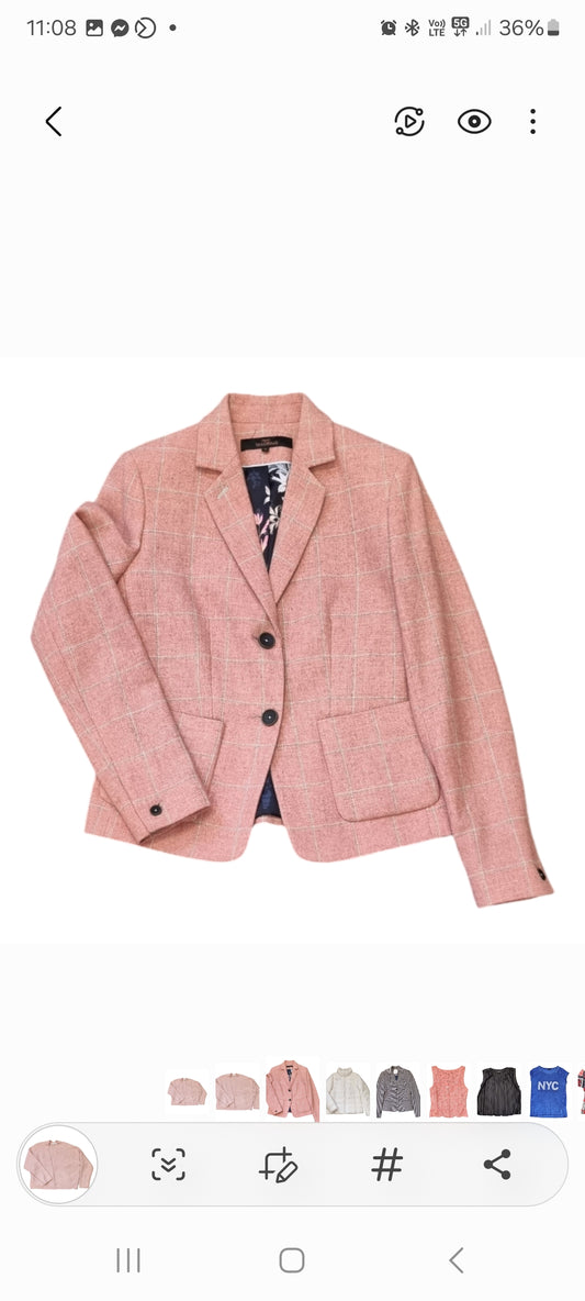 Next pink check tailored blazer