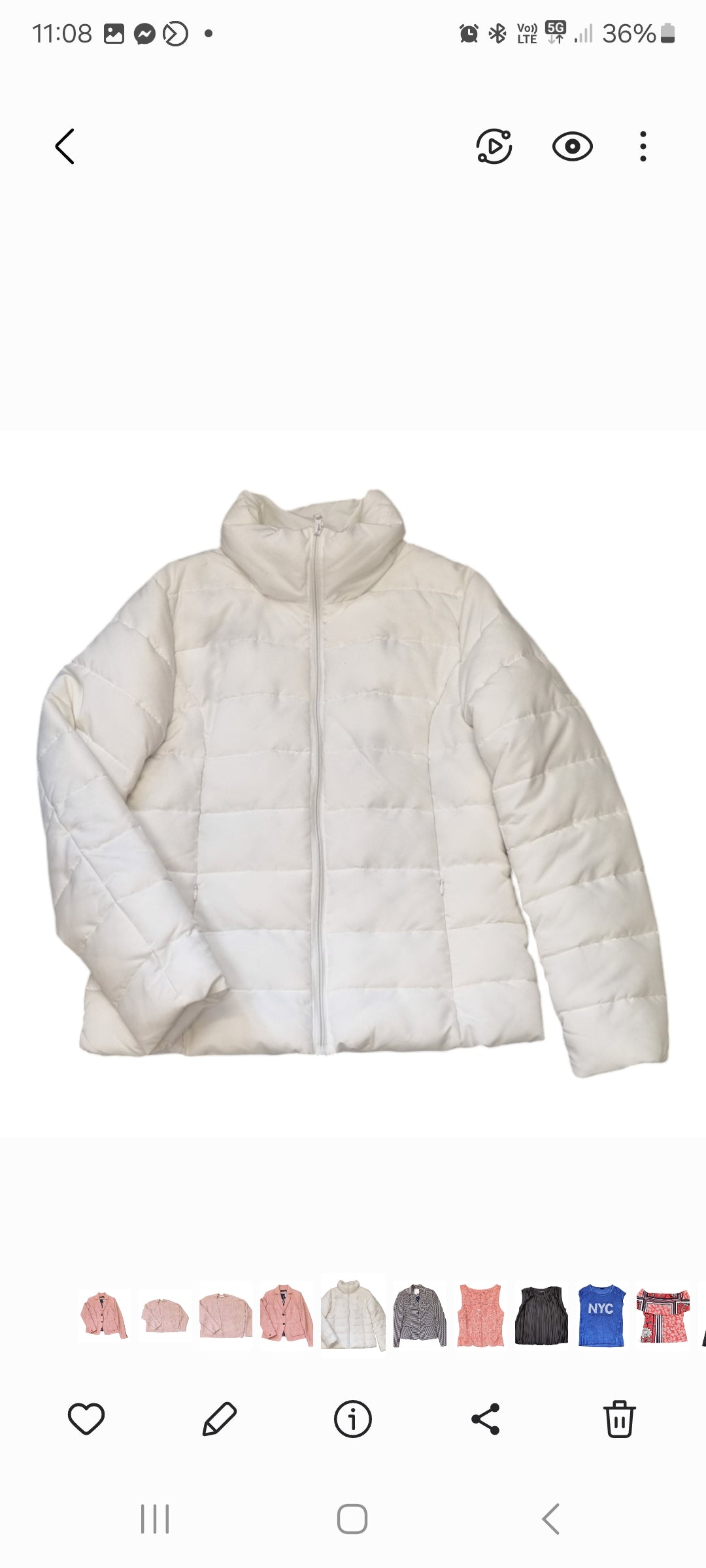 Brave Soul white puffer coat with zip pockets