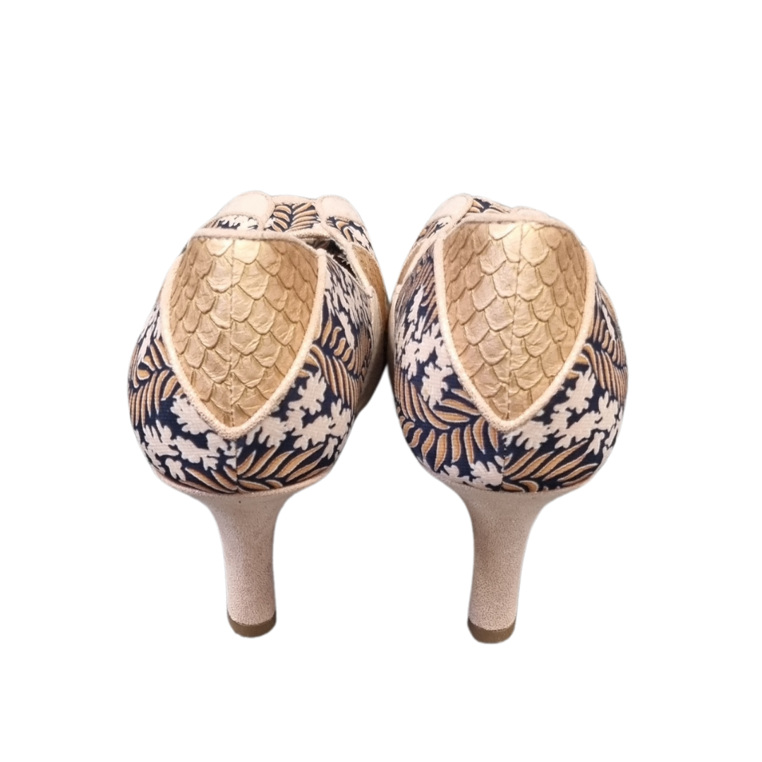 Ruby Shoo patterned peep toe midi heels