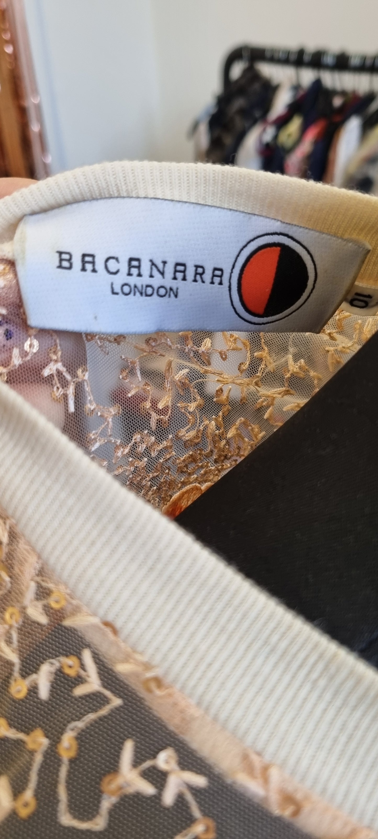 Bacanara London handmade sequin floral top