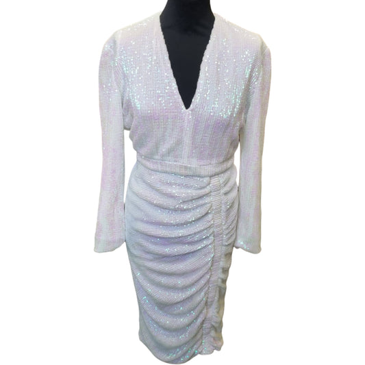 White sequin long sleeved dress