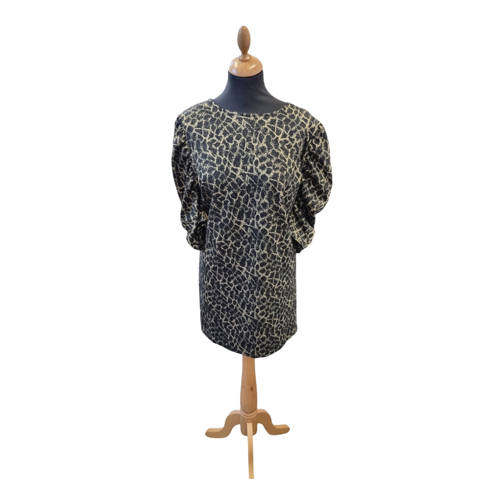 Dorothy Perkins leopard print sparkle rusched sleeve mini dress