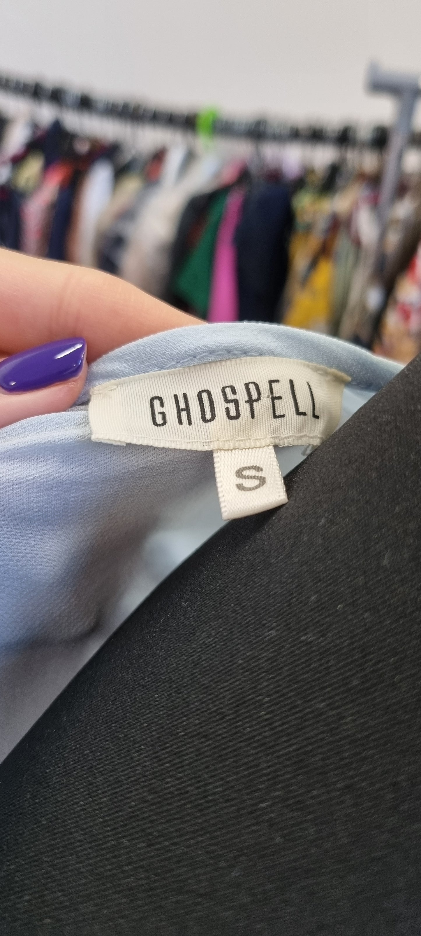 Ghospell stripe tie waist long sleeved top