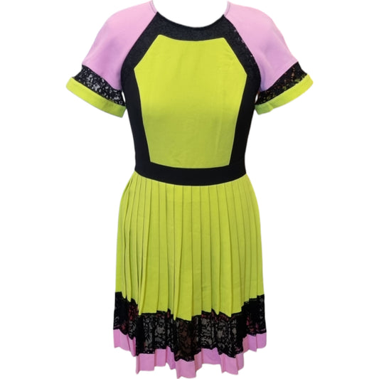 French Connection colour block pleat lace knee length dress